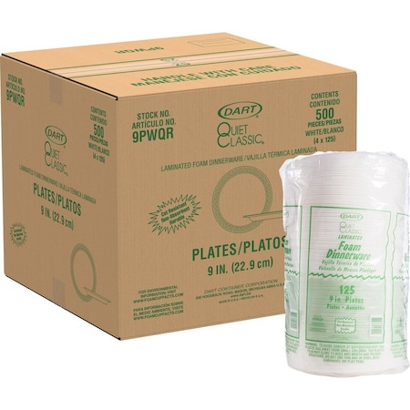 Dart Container Plate, Plastic, 9", We, 4PK DCC9PWQRCT
